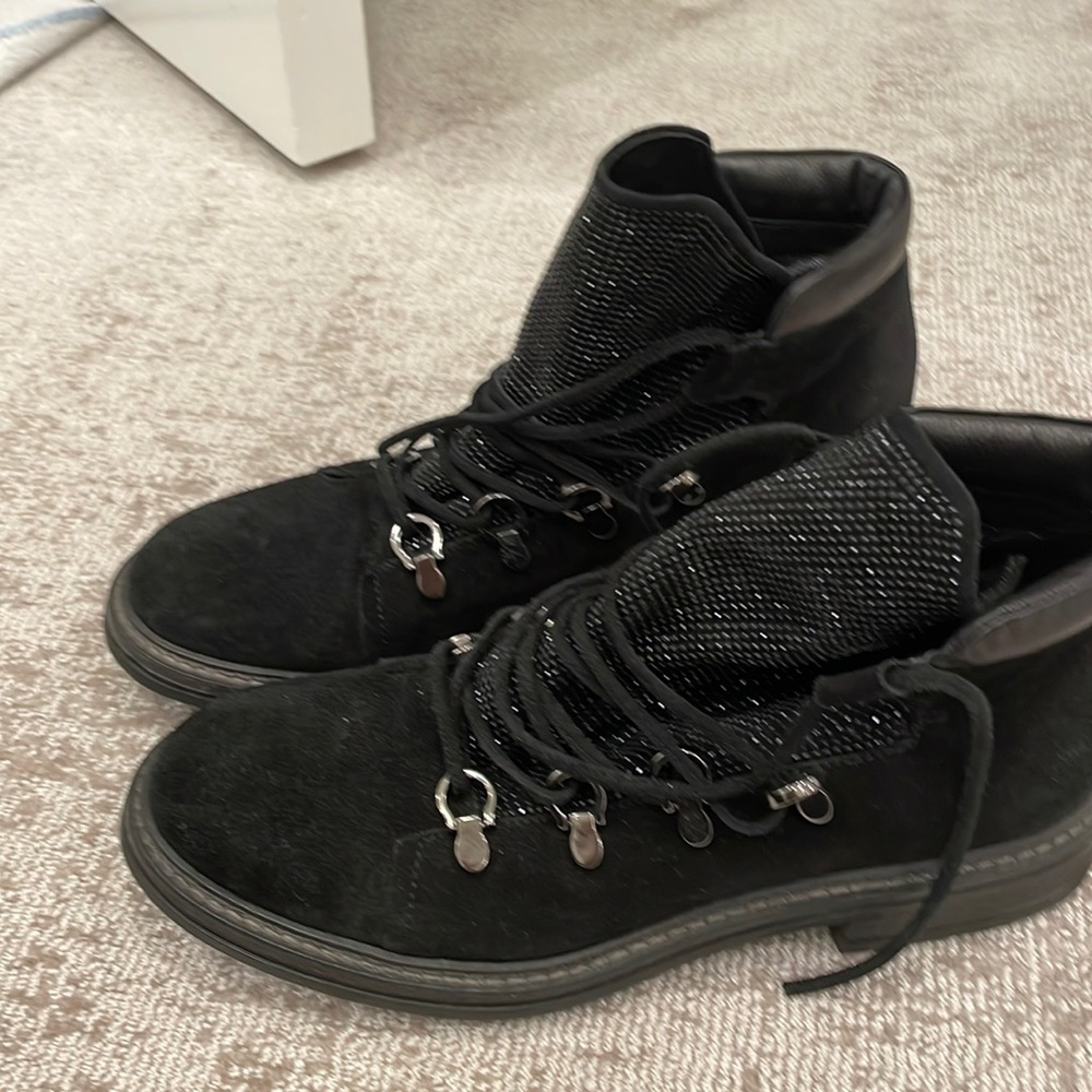 Black lace up boots never worn